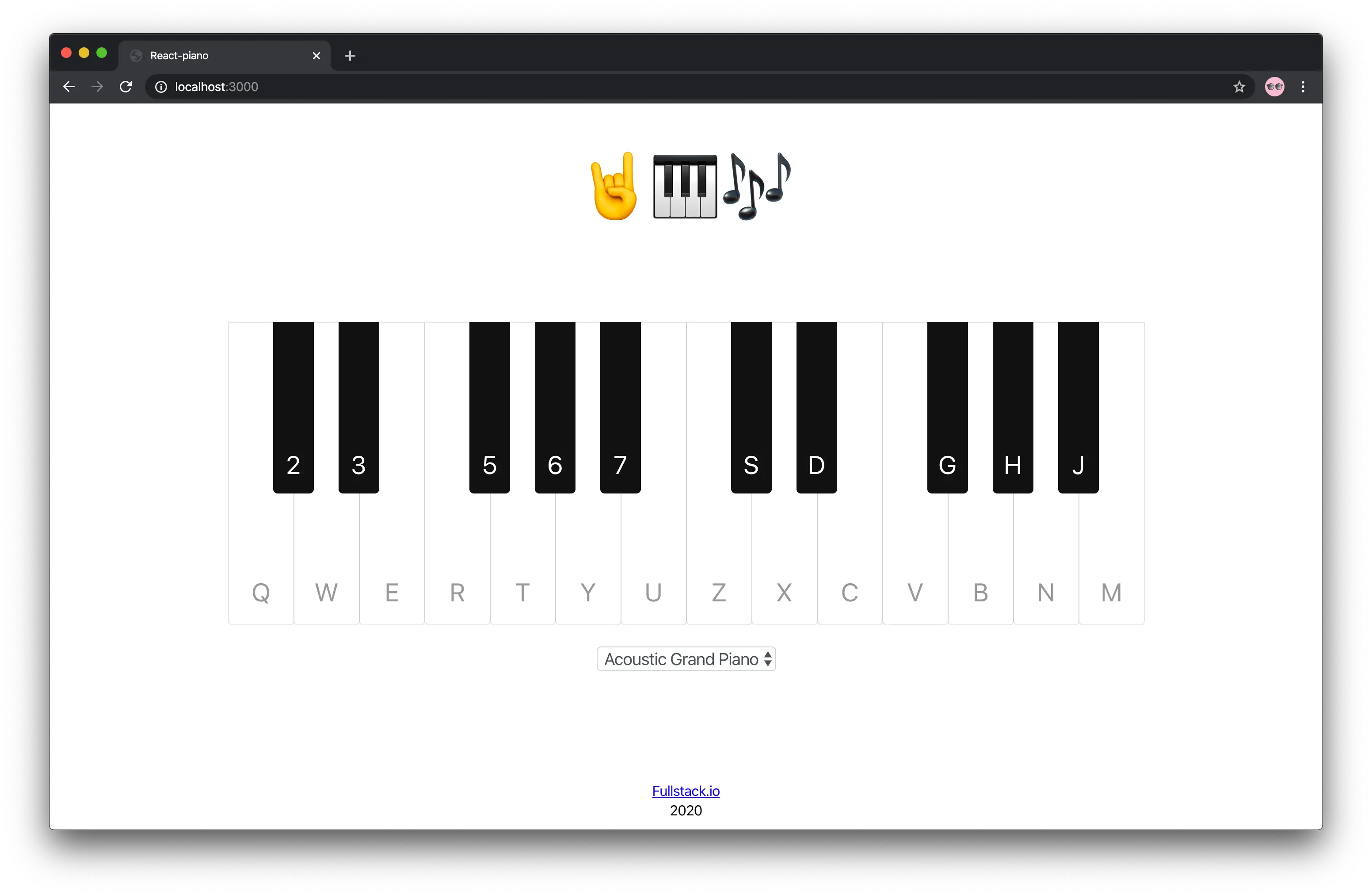 Screenshot of a virtual musical keyboard application