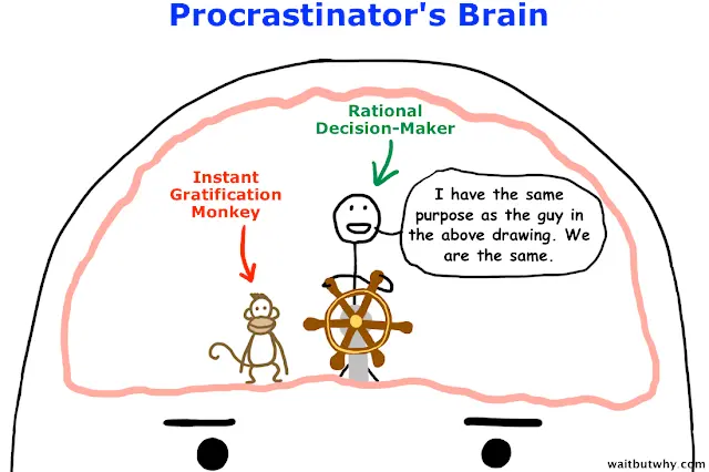 Procrastinator's brain. Image credits: Tim Urban's, waitbutwhy.com